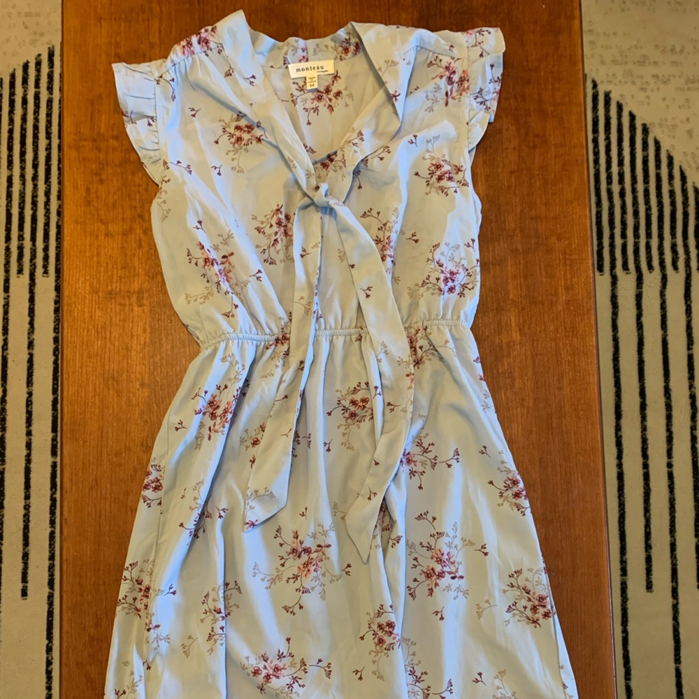 Monteau baby-blue floral dress